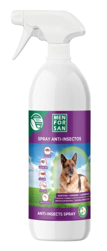 MENFORSAN Spray Anti-Insectos Perros 750ml, 3 Activos Naturales Margosa, Geraniol y Lavandino