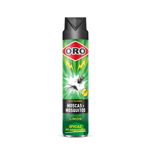 ORO Insecticida Voladores- Contra moscas y mosquitos - Acción inmediata y máxima eficacia - Para interiores y exteriores - Agradable aroma a limón- 750 ml
