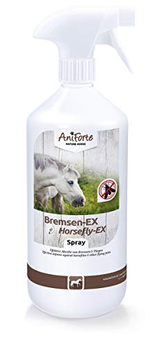 AniForte Spray contra tábanos para Caballos 1L - Repelente eficaz y de Larga duración contra los tábanos, Protección contra Mosquitos, Moscas, parásitos, Bloqueador de tábanos