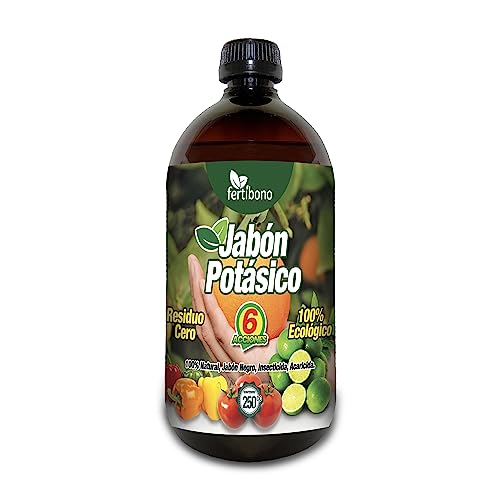 FERTIBONO Jabon Potasico Ultra Concentrado - (250 ml) - El Más Eficaz 100% Natural y Residuo Cero Insecticida para Plantas, Potente contra Pulgón