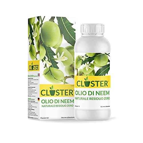 CLOSTER Aceite de Neem Puro (1LT) - Insecticida Plantas Natural Anti Mosquitos contra Chinches Pulgones Cochinilla Ácaros Araña Roja - Desinfestante Eficaz y Ecológico