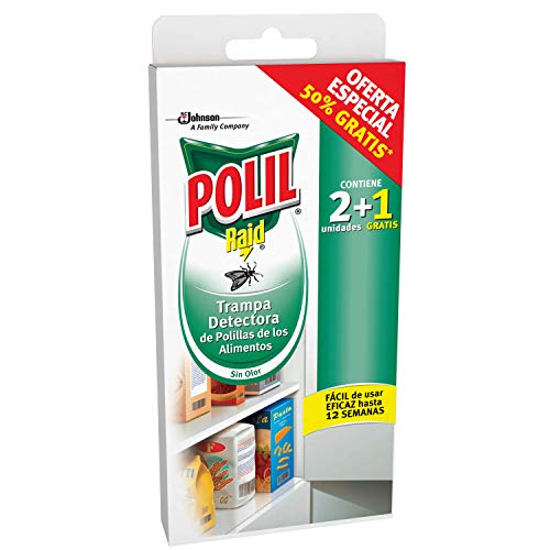 Polil® Trampa Detectora de polillas de los alimentos, Sin olor, Facil de usar eficaz hasta 12 semanas, contiene 2+1 trampas