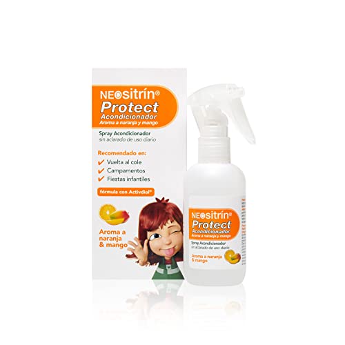 Neositrin Protect Spray acondicionador sin aclarado que repele los piojos - Protege y desenreda - Aroma a naranja y mango - Para uso diario a partir de 1 año - 100ml