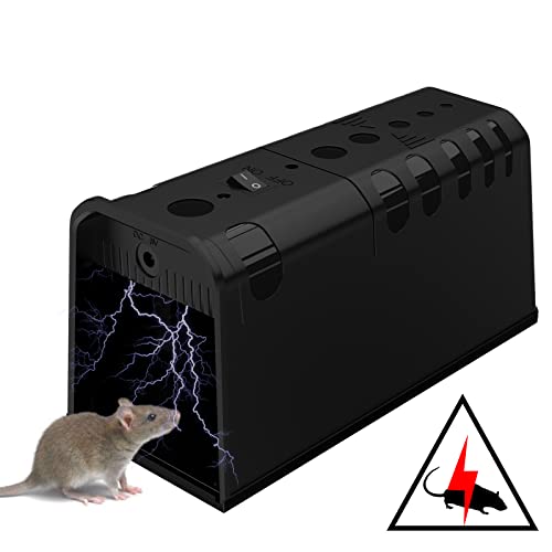 Trampa electrica Rata, Asesino de Ratones eléctrico de 7000 V Que Mata al Instante para Ratones de Interior y Exterior, campañoles, Topos (Negro)