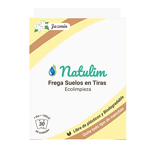 Natulim - Fregasuelos en Tiras Ecológico (30 usos) | Fregasuelos Eco, Limpiapisos, Limpiador de Suelos Eco - Limpia sin Ensuciar el Planeta (Fragancia Jazmín)