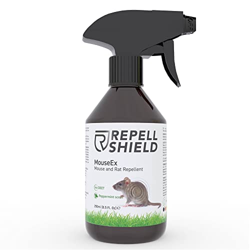 RepellShield Spray Ahuyentador de Ratones y Ratas con Aceite Esencial Menta - Ahuyentador de Ratas para Exterior e Interior - Repelente Ratones, Alternativa Eco a Veneno y Ultrasonido Ratas, 250ml