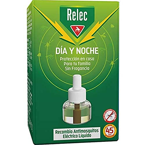 Relec Día y Noche - Recambio Antimosquitos Eléctrico Líquido - 45 noches de protección - Sin fragancia - 35 ml
