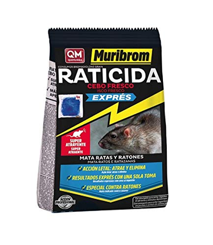 Muribrom Quimunsa Raticida Cebo Fresco EXPRÉS 1kg Veneno Ratones, Ratas y roedores (Brodifacoum)