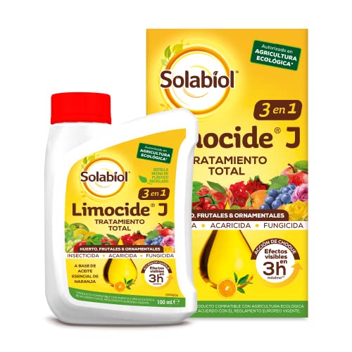 SOLABIOL | Limocide J | Triple Acción Ecológico | Insecticida, acaricida, fungicida | Cuidado ecológico | Efectos visibles en 3H | Sin residuos | 100mL para 10L a 25L de agua