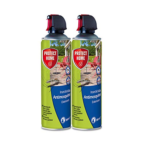 Protect Home Antimosquitos Exteriores, Insecticida Persistente, Ideal para Mosquitos Tigre y Moscas, 500 ml (Pack de 2), Azul